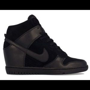 NIKE | Dunk Sky Hi High Black Leather Wedge size 8
